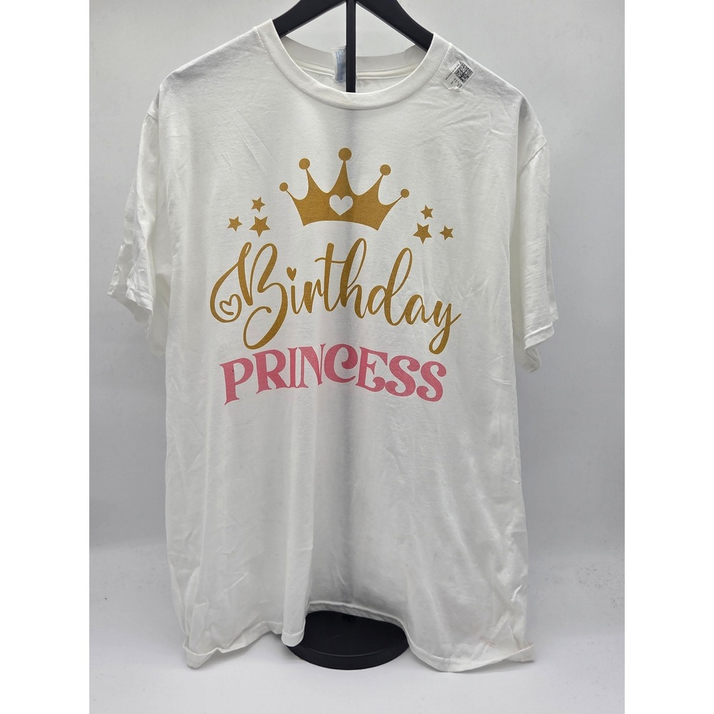 Port & Company Birthday Princess Crown Graphic T-Shirt White Large 101-871